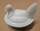 Westmoreland White Milk Glass Split Tail Hen on Nest Vintage Farmhouse Dish