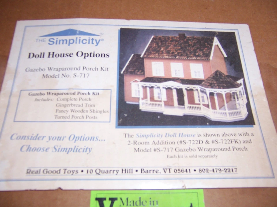 Kit de porche envolvente Gazebo adicional para casa de muñecas Simplicity Real Good Toys S-717 Foto 2 de 3