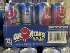 Airheads Blue Raspberry Soda - 12 Pack of 12oz | Fruit Soda with a Cream Flavor