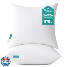 Oubonun 26 x 26 Euro Pillow Inserts - Soft, Plush and Decorative Down Alterna