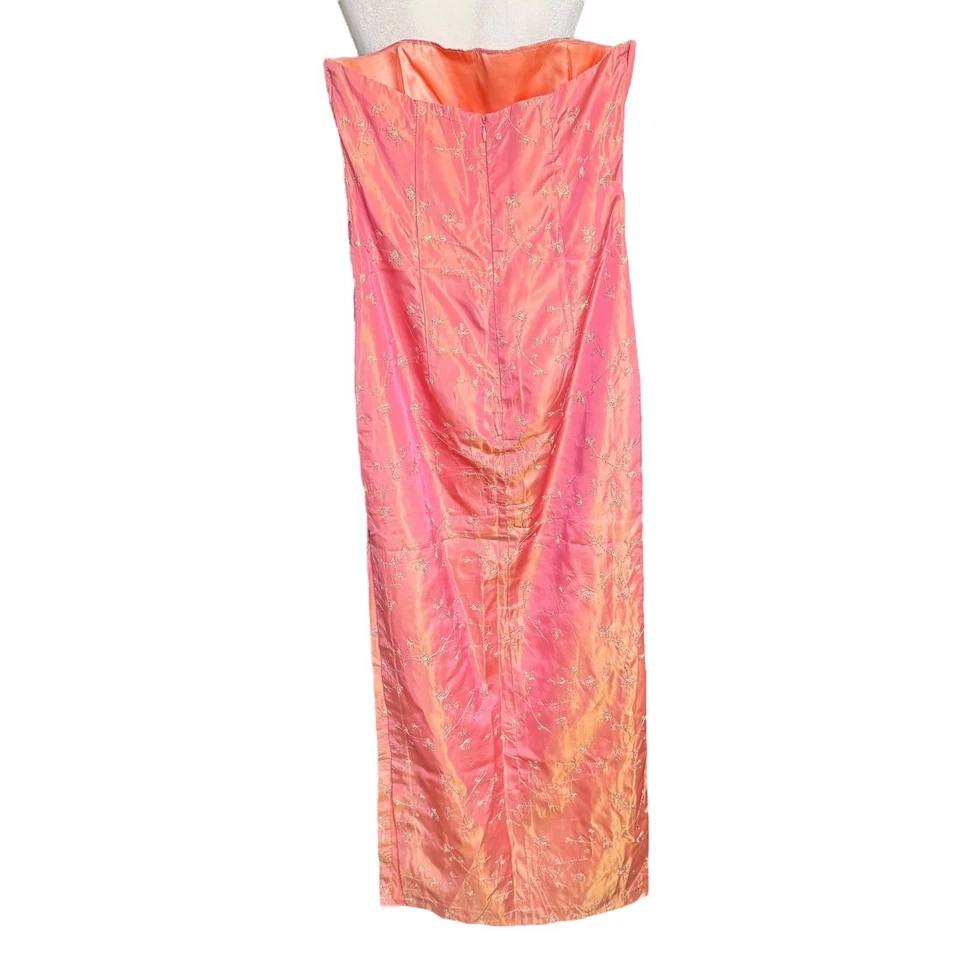 复古 Y2K 90 年代 Jessica McClintock Gunne Sax 无肩带礼服粉色 5 码 Glenda Fairy — 第 3/4 张图片