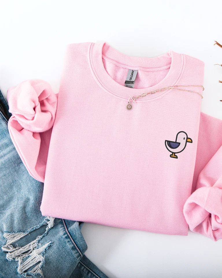 Вышитый мини чайка толстовка: унисекс Crewneck пуловер - Изображение 4 из 4