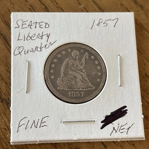 1857 Seated Liberty Quarter 25C Ungraded Good Details 90% Silver US Coin