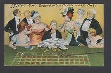 US, early color PPC, "Have you ever had a dream like this?" Banknotes, Roulette