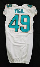#49 Zach Vigil of Miami Dolphins NFL Game Issued Jersey w50th Patch - 64917