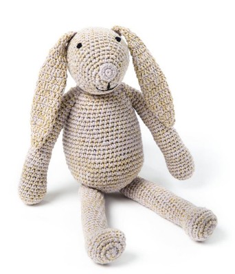 SMALLSTUFF Häkeltier Hase Schmusetier gehäkelt crochet beige gold 36 cm Deko 