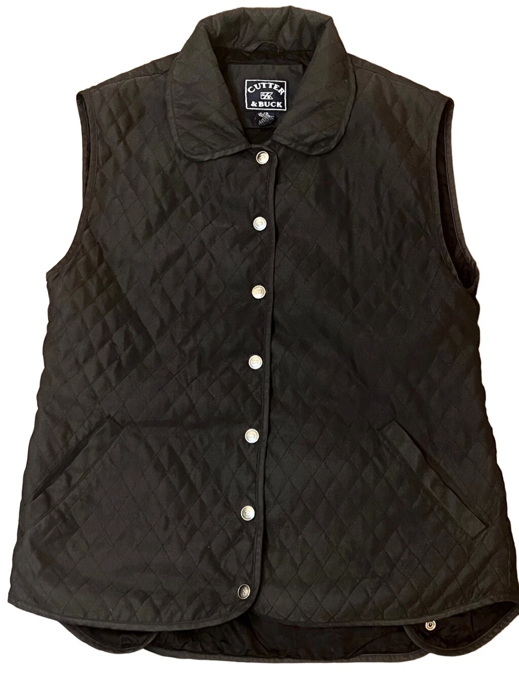Cutter & Buck Men’s Vest Size L Navy Blue Quilted Snap Front Pockets Casual