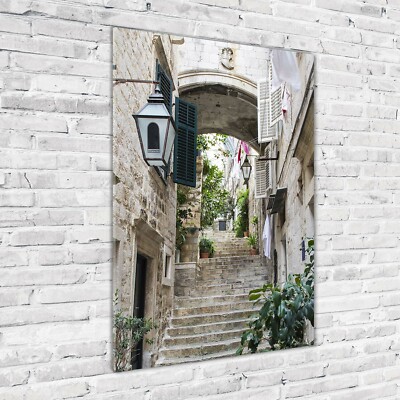 Wand-Bild Kunstdruck aus Hart-Glas Hochformat 70x100 Straßen von Dubrovnik