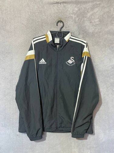 Swansea City Training Jacket With Zipped Football Gray Adidas Mens Size L - 第 1/8 張圖片