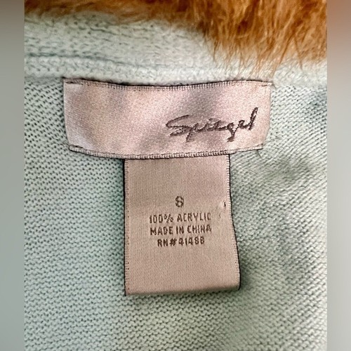 Vintage Spiegel faux fur trim pinup long sleeve cardigan rhinestone detail small - Picture 11 of 11