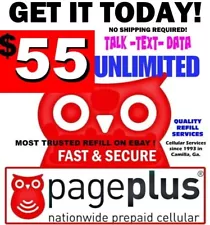 Page Plus $55 ⭐ UNLIMITED ⭐ FAST REFILL DIRECT TO PHONE ⭐ GET IT TODAY ⭐ 