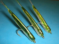 FLY FISHING FLIES - Olive/Pearl GUMMY MINNOW size #1 (3 pcs.)