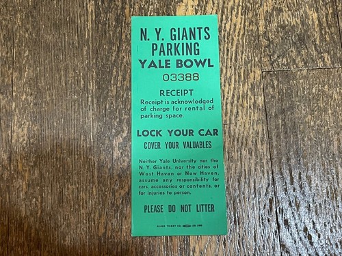 New York Football Giants 1974 Yale Bowl Parking Pass Vintage New Haven - 第 1/4 張圖片