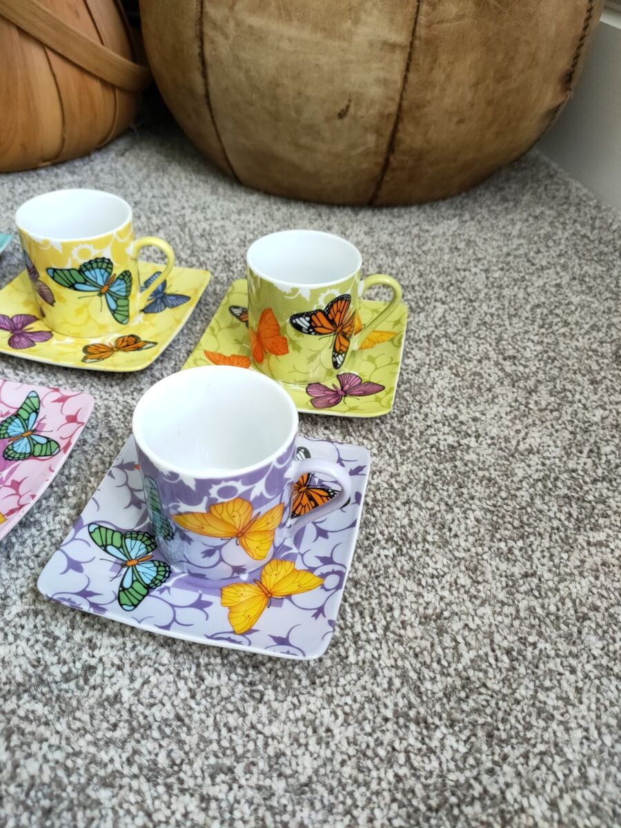 Silea Fine Porcelain Espresso Cups & Saucers X 6 Gold Silea Fine Porcelain Espresso Cups & Saucers X 6 Gold