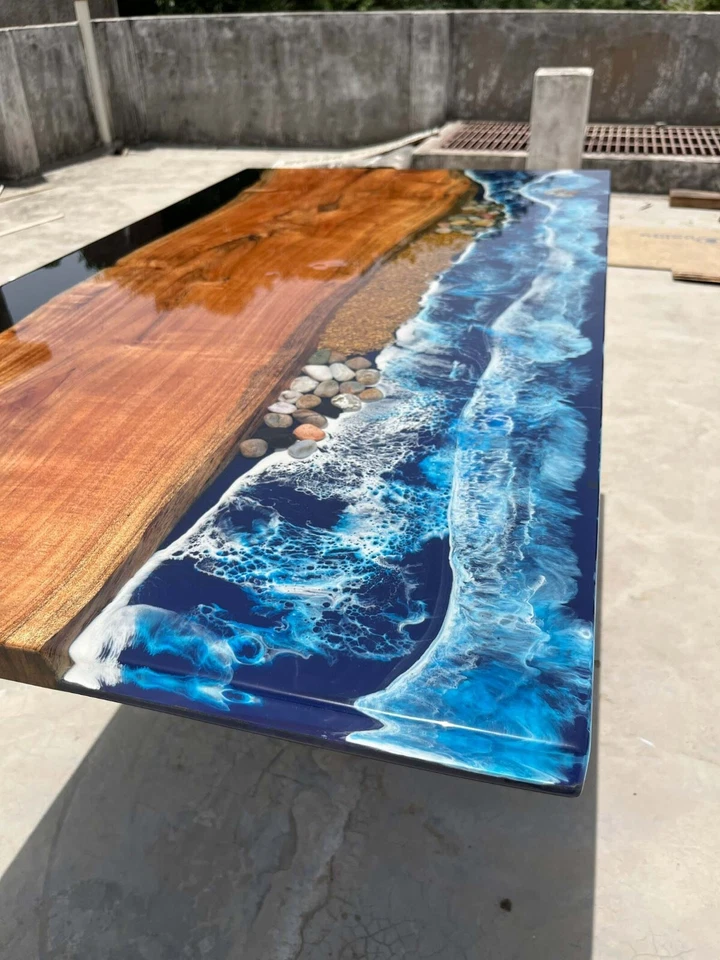 Ocean Wave Epoxy Resin Dining Table Top Modern Arts Furniture Home & Garden Deco - Image 2 of 4