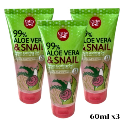 Cathy Doll Aloe Snail Serum Soothing Gel Moisturizing Skin Face Body 60ml x3