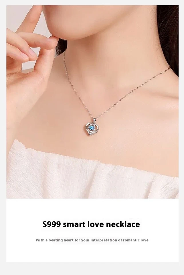 S999 pure silver heart-shaped women's necklace as a holiday gift for lovers Foto 3 de 4