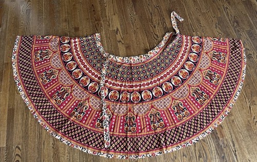Vintage Damen Indien Wickelrock Hippie Boho Baumwolle Print rot schwarz Paisley Blumen 41"