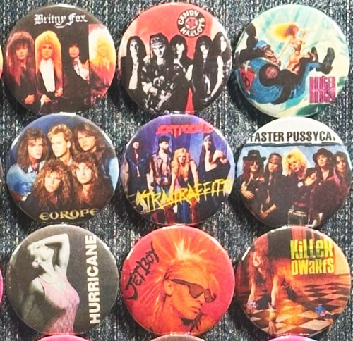 80's Hair Bands 1.5" Pinback Buttons Heavy Metal Classic Hard Rock Retro 30 Pins - Picture 5 of 9