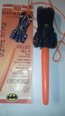 Batman Returns movie, pen neck pen from the Batmobile, by McDonalds with packaging