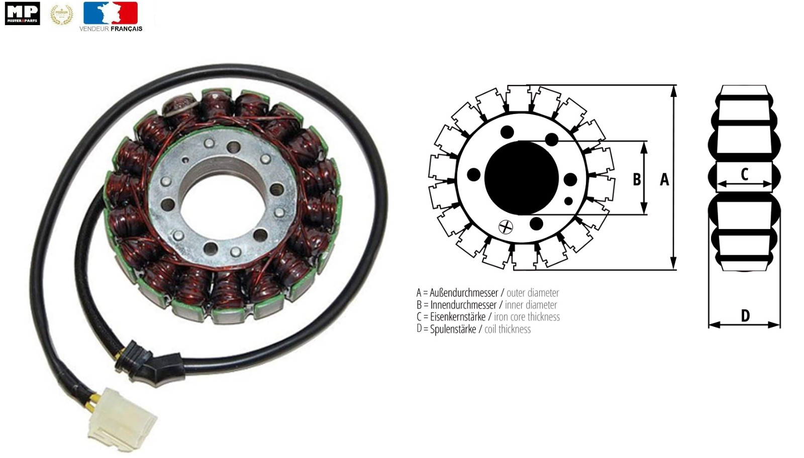 Stator alternateur moto Triumph Tiger 1050 ABS 2007 2008 2009 2010 2011 2012 bobinage