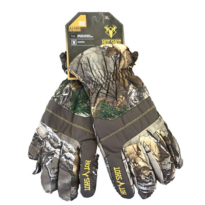 NWT Hot Shot Men XL Realtree Defender Insulated Gloves Heat Factor 2 Waterproof