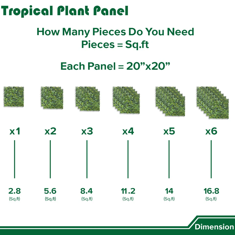 Alfombrillas de hojas tropicales artificiales de imitación de 20" decoración de setos panel de valla de privacidad hágalo usted mismo Foto 4 de 4