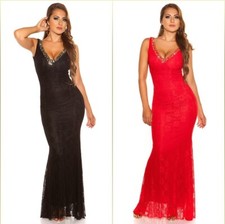 Koucla Women Dress Maxi Evening Cocktail Dress with Rhinestones and Lace