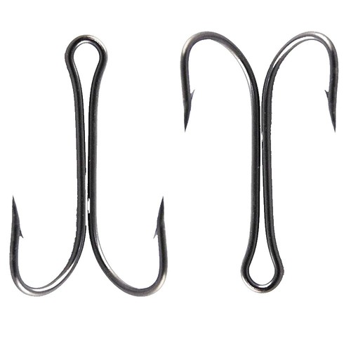doubke fishing hook closed shank Long Shank Double Barbed Streamline Fishing Hook for Live Bait, Anti-Slip  Design