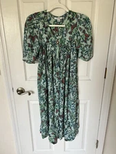 Go Softly Patio Dress Mumu Zip Down Floral Flowy 100% Rayon Fabric Size Small