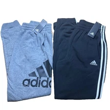 NWT Youth Boys Adidas Black White Stripe Fleece Jogger Pant Variety Sizes Colors