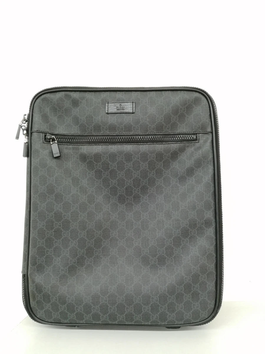 Authentic GUCCI Travel bag Monogram GG PLUS CARRY ON SUITCASE Black 170588