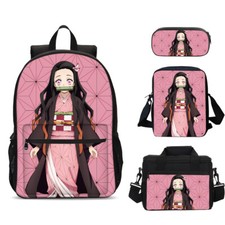 Demon Slayer Nezuko Kids Girls School Backpacks Insulated Lunch Bag Pen Case Lot