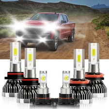 For Chevrolet Silverado 2500 2016-2018 6X LED Headlight High Low Fog Bulbs Kit