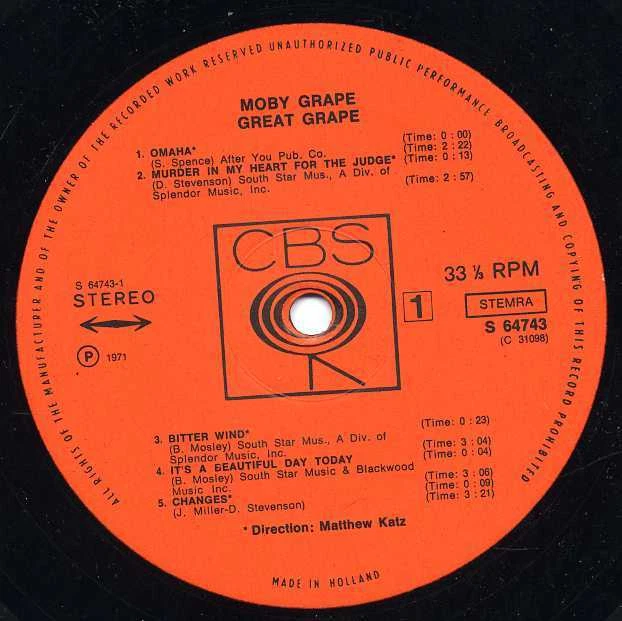 MOBY GRAPE "GREAT GRAPE" ORIG HOLL 1971 EX/EX - Photo 3/4