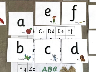 Großes Alphabet Unteretui Flash Cards Wörter & Bilder + ABC Buchstaben Matte Lernen
