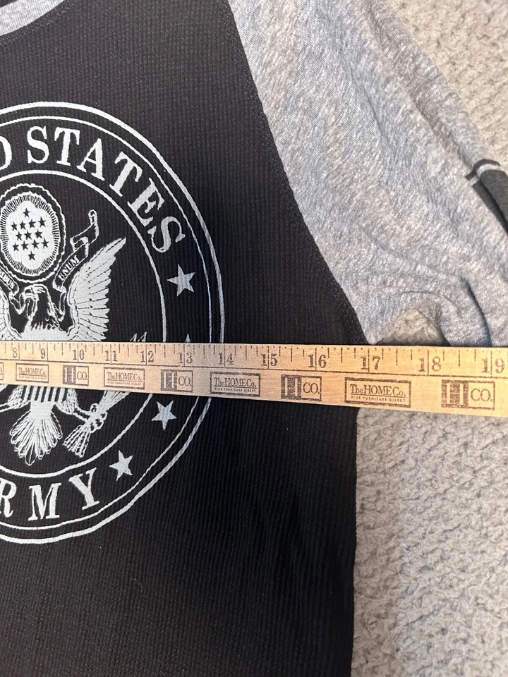 Camisa del Ejército de los Estados Unidos Para Hombres Pequeña Negra Térmica Tejido Waffle Capa Base Camiseta Foto 3 de 4