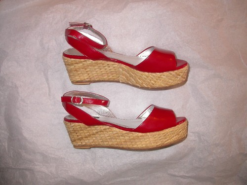 Rafe NY Elisha Red Platform Espadrille Sandals 9 - Picture 3 of 6