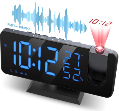 JIGA Projektions Digital Uhr LED Spiegel Display 4 Stufen Helligkeit USB Ladegerät