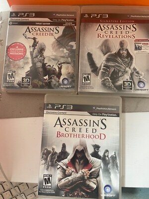 Assassins Creed III, Brotherhood, Revelations. (3) Games PS3