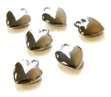 Heart Beads Charms Silver Puffy 18 x 20 mm DIY Jewelry Making 24 pcs DIY