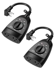 DEWENWILS Outdoor Timer Outlet Waterproof,Heavy Duty,Dusk to Dawn Sensor, 2pack