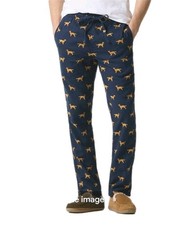 J Crew Mens Blue Golden Retriever Flannel Pajama Pants Lounge Size Small Relax