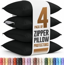 Queen Pillow Protectors - Pack of 4 - Zipper Closure - Soft Brushed Microfiber