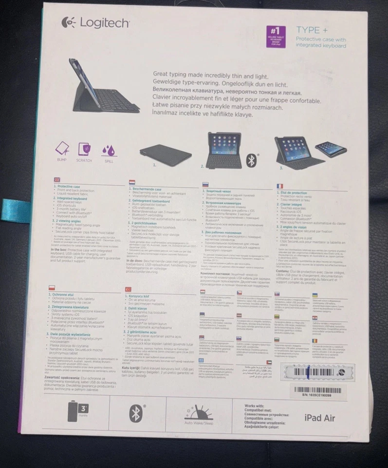 Logitech Type + Keyboard Case iPad Air, 820-006914, 2 keys missing - Image 2 of 4