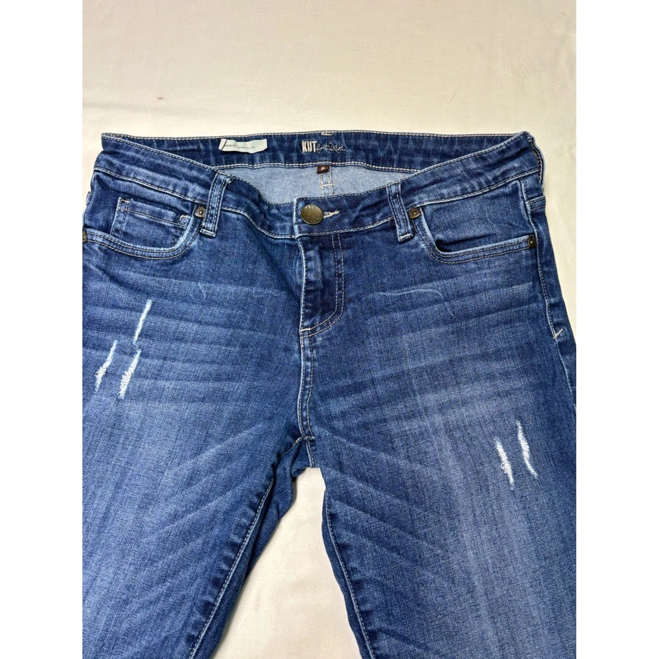 Pantalones de mezclilla para mujer KUT from the Kloth Cameron pierna recta desgastados talla 8 32x30 Foto 2 de 4