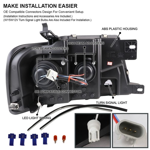 Fits 2004-2008 Ford F150 F-150 LED Tube Projector Headlights Headlamp Left+Right - Picture 4 of 13