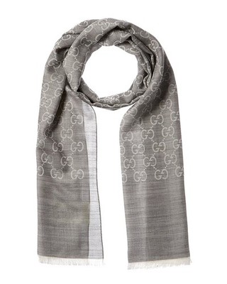 Gucci Logo Small Jacquard Wool & Silk-Blend Scarf Women's Os