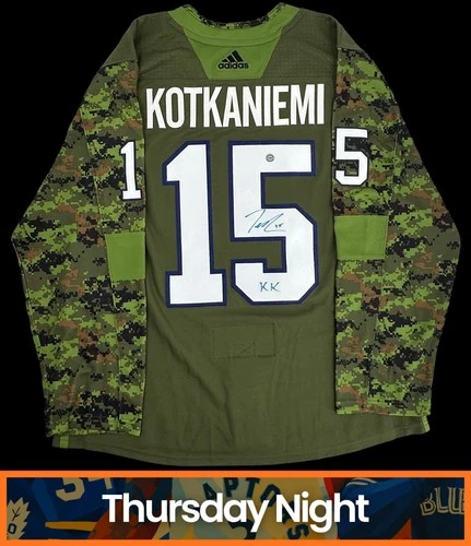 JESPERI KOTKANIEMI SIGNED AUTO CANADIENS ADIDAS MILITARY HOCKEY JERSEY COA