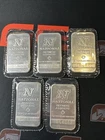 (5) Bar Lot Vintage 1 Troy Oz .999 Fine Silver National Refiners Sealed 5oz